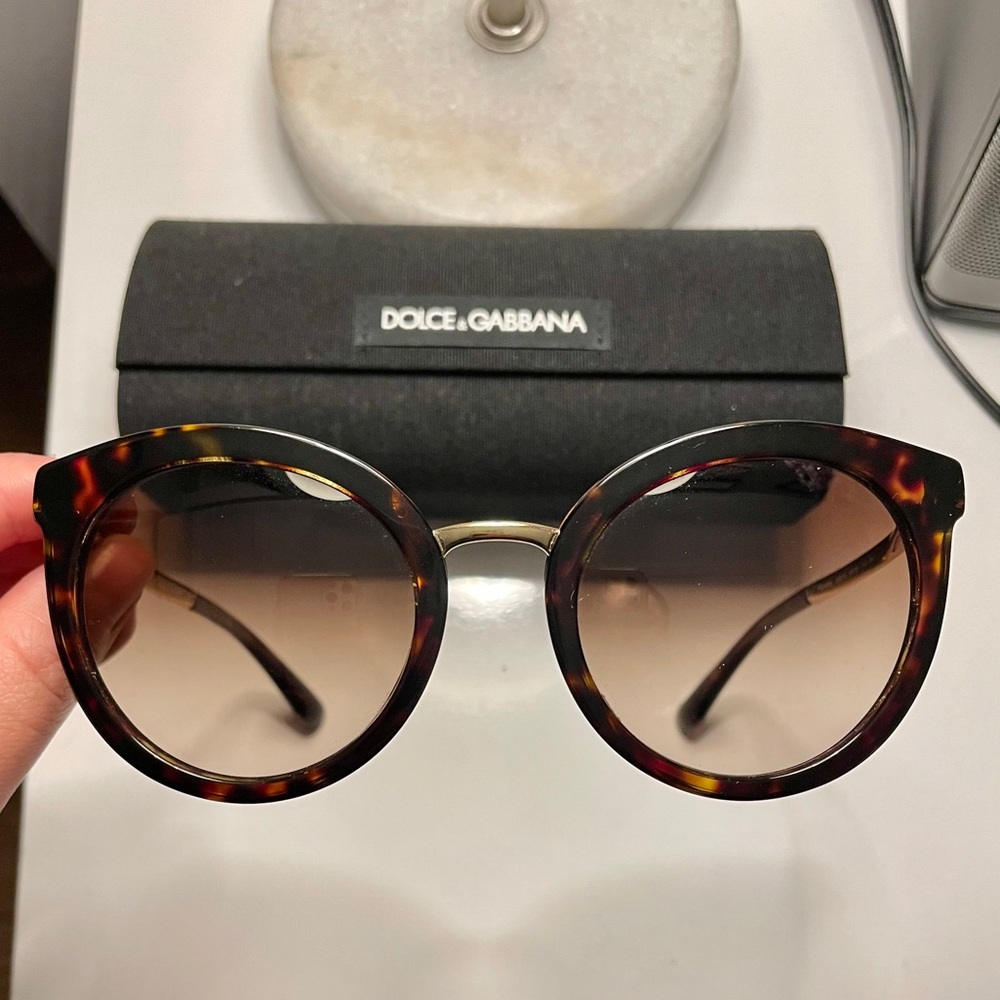Dolce & Gabbana Round Gold Tortoise Sunglasses DG4268